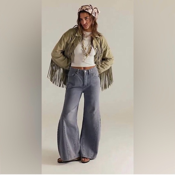 We The Free Denim - New Free People Eden High Slouchy Flare Jeans ~ Diamond Gray